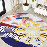 Philippines Sun Tattoo Round Carpet Feathers Filipinas Grunge Style White