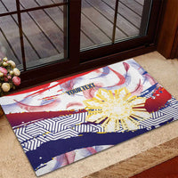 Philippines Sun Tattoo Rubber Doormat Feathers Filipinas Grunge Style White