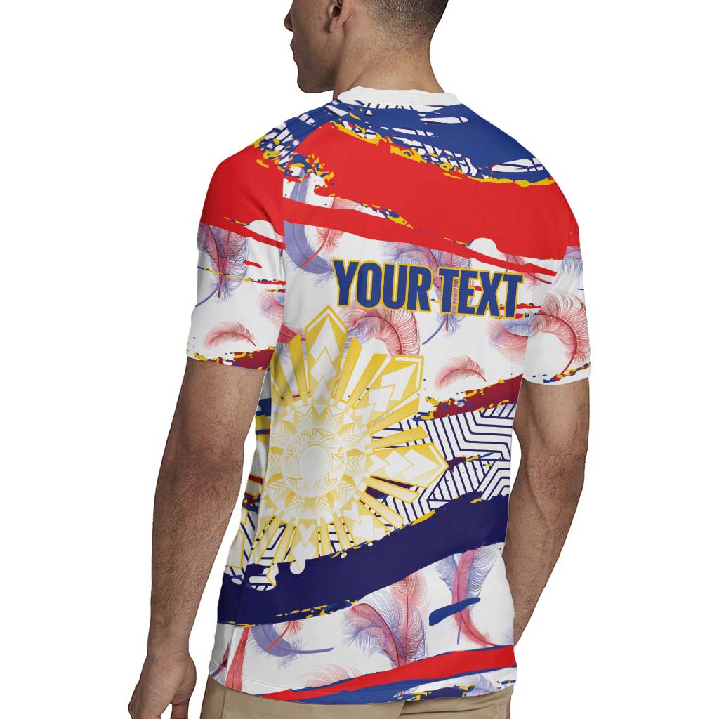 Philippines Sun Tattoo Rugby Jersey Feathers Filipinas Grunge Style White