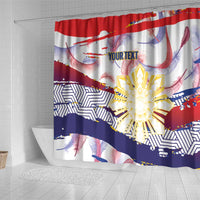 Philippines Sun Tattoo Shower Curtain Feathers Filipinas Grunge Style White