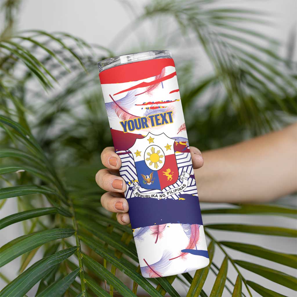 Philippines Sun Tattoo Skinny Tumbler Feathers Filipinas Grunge Style White