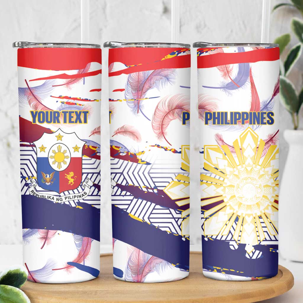 Philippines Sun Tattoo Skinny Tumbler Feathers Filipinas Grunge Style White