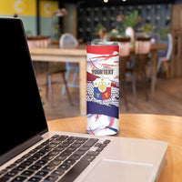 Philippines Sun Tattoo Skinny Tumbler Feathers Filipinas Grunge Style White