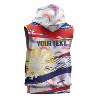 Philippines Sun Tattoo Sleeveless Hoodie Feathers Filipinas Grunge Style White