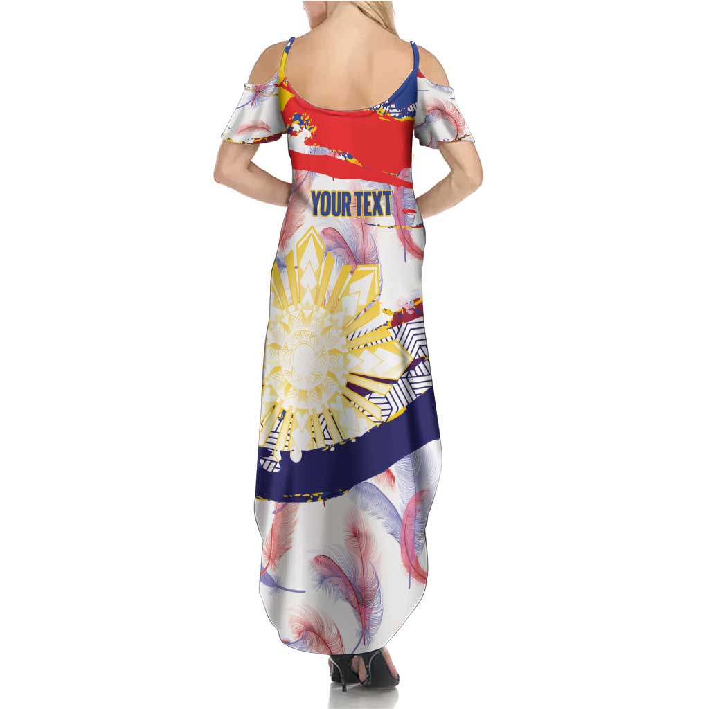 Philippines Sun Tattoo Summer Maxi Dress Feathers Filipinas Grunge Style White