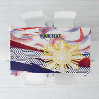 Philippines Sun Tattoo Tablecloth Feathers Filipinas Grunge Style White