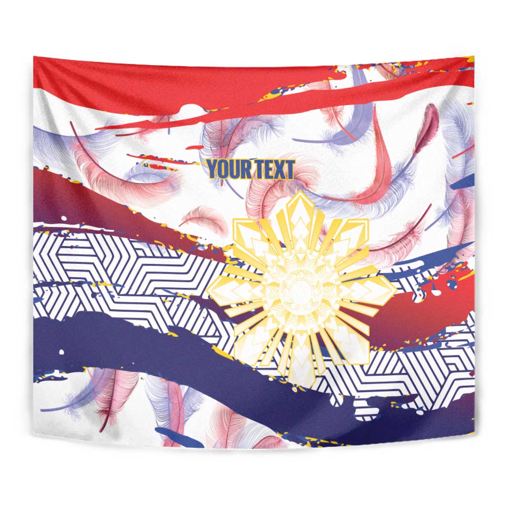 Philippines Sun Tattoo Tapestry Feathers Filipinas Grunge Style White
