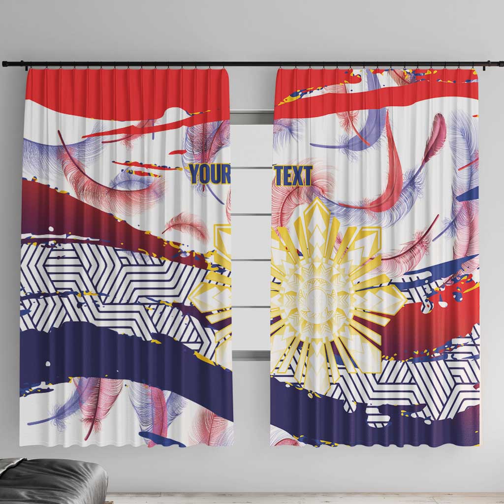 Philippines Sun Tattoo Window Curtain Feathers Filipinas Grunge Style White