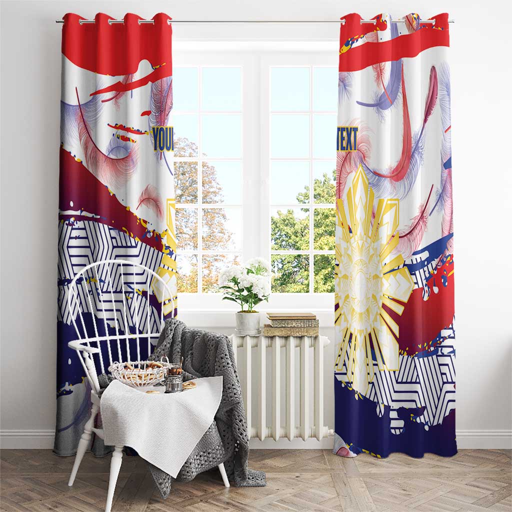 Philippines Sun Tattoo Window Curtain Feathers Filipinas Grunge Style White