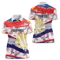 Philippines Sun Tattoo Women Polo Shirt Feathers Filipinas Grunge Style White