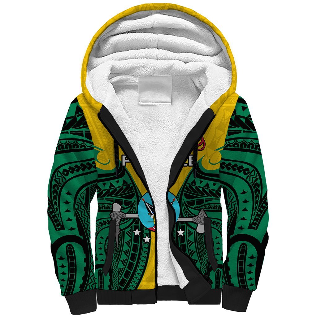 Papua New Guinea Sherpa Hoodie Hela Province Mix Coat Of Arms Polynesian Art LT14 Unisex Yellow - Polynesian Pride