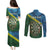 Personalised Solomon Islands Darts Couples Matching Puletasi and Long Sleeve Button Shirt Tropical Leaves Melanesian Pattern