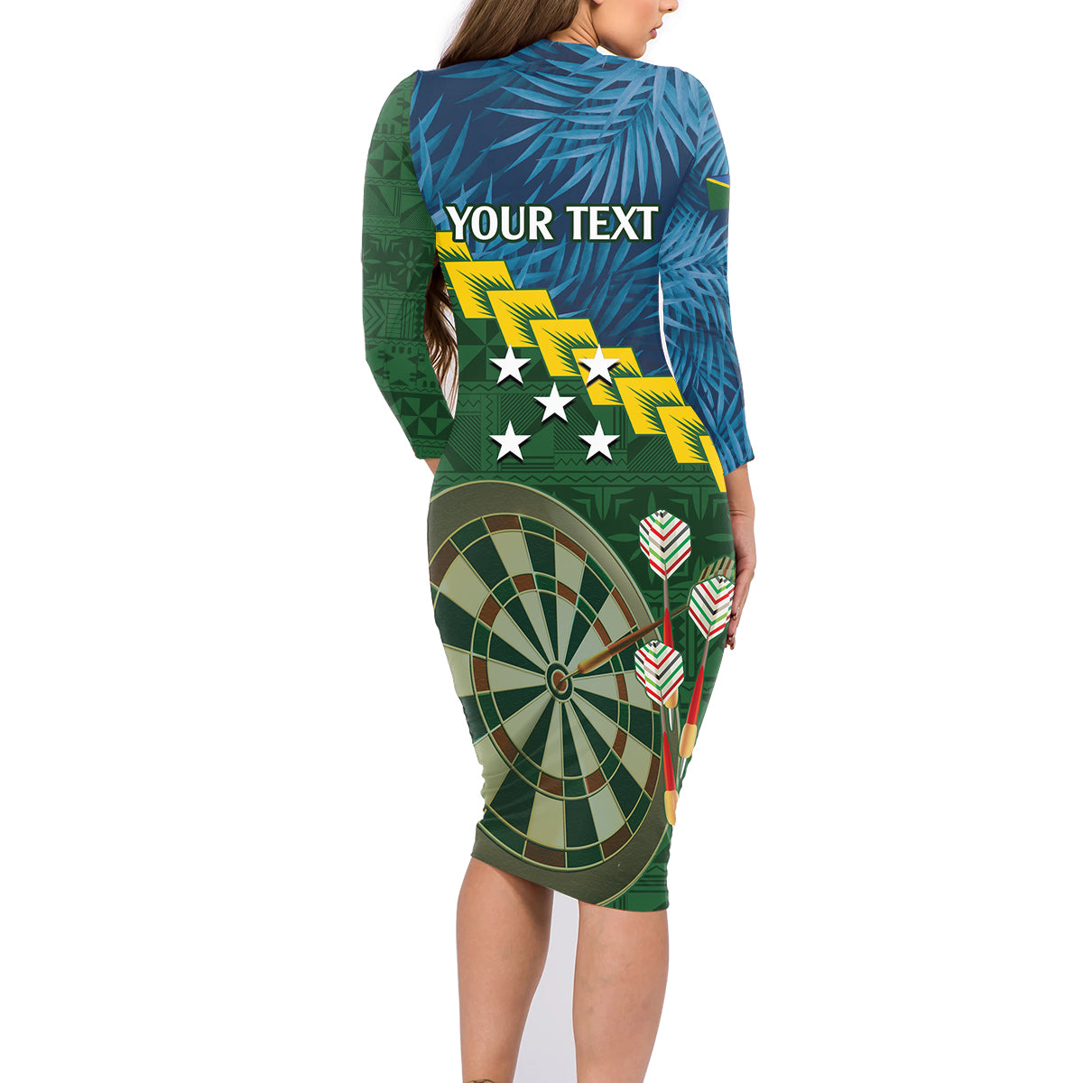 Personalised Solomon Islands Darts Family Matching Long Sleeve Bodycon Dress and Hawaiian Shirt Tropical Leaves Melanesian Pattern LT14 - Polynesian Pride