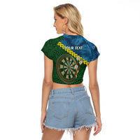 Personalised Solomon Islands Darts Raglan Cropped T Shirt Tropical Leaves Melanesian Pattern