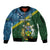 Personalised Solomon Islands Darts Sleeve Zip Bomber Jacket Tropical Leaves Melanesian Pattern