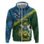 Personalised Solomon Islands Darts Zip Hoodie Tropical Leaves Melanesian Pattern