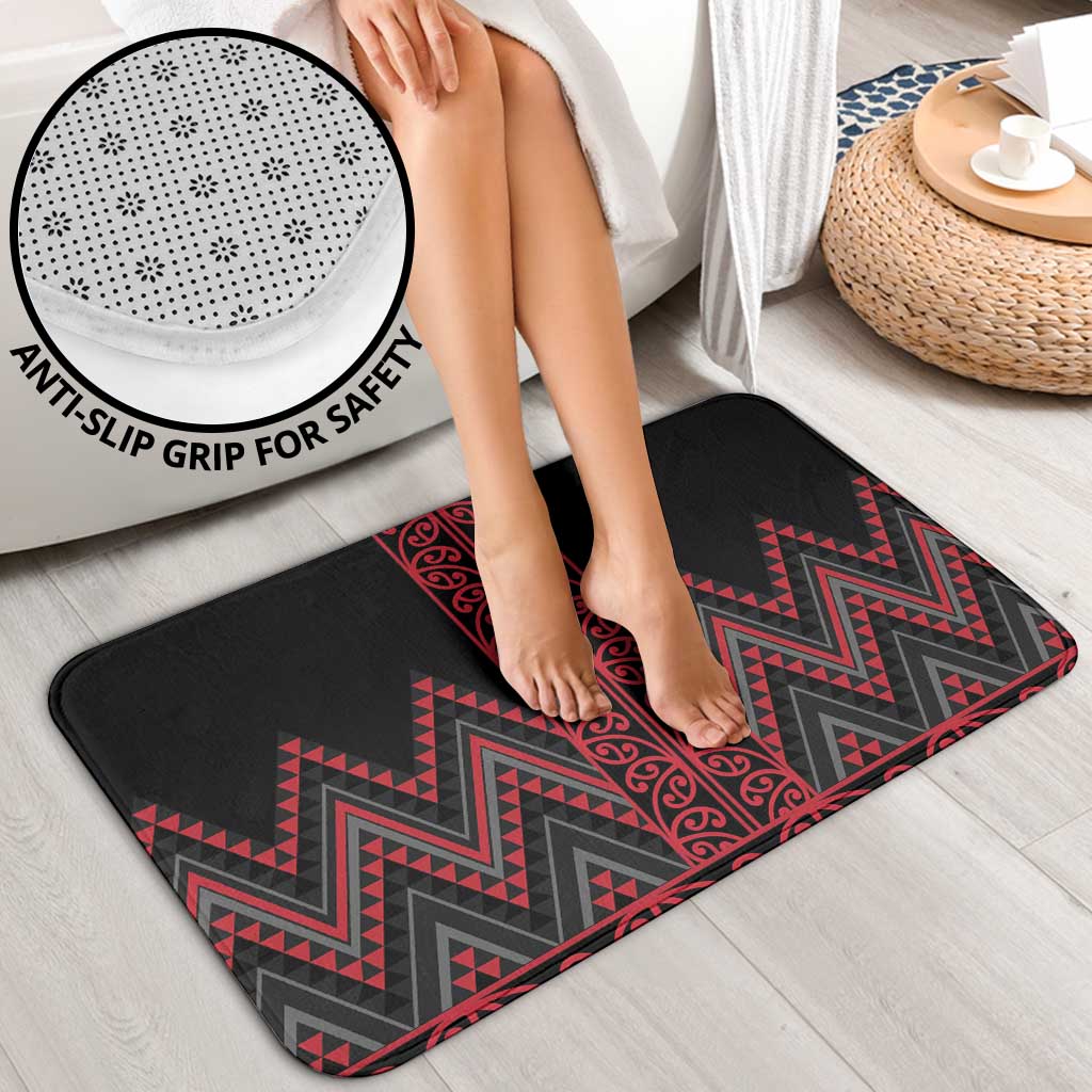 Red Aotearoa Mangopare Kowhaiwhai Niho Taniwha Bathroom Set Maori New Zealand - Polynesian Pride