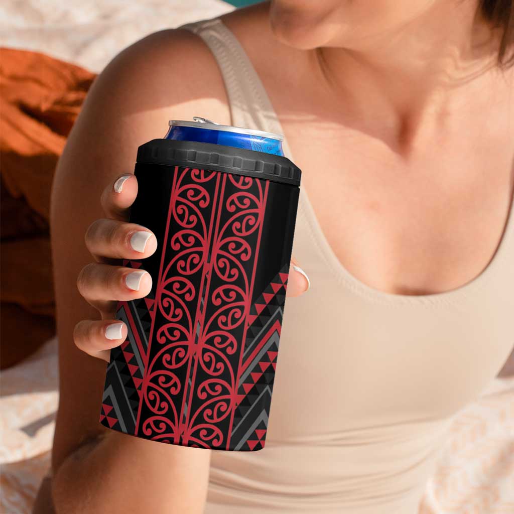 Red Aotearoa Mangopare Kowhaiwhai and Niho Taniwha 4 in 1 Can Cooler Tumbler Maori New Zealand LT14 - Polynesian Pride
