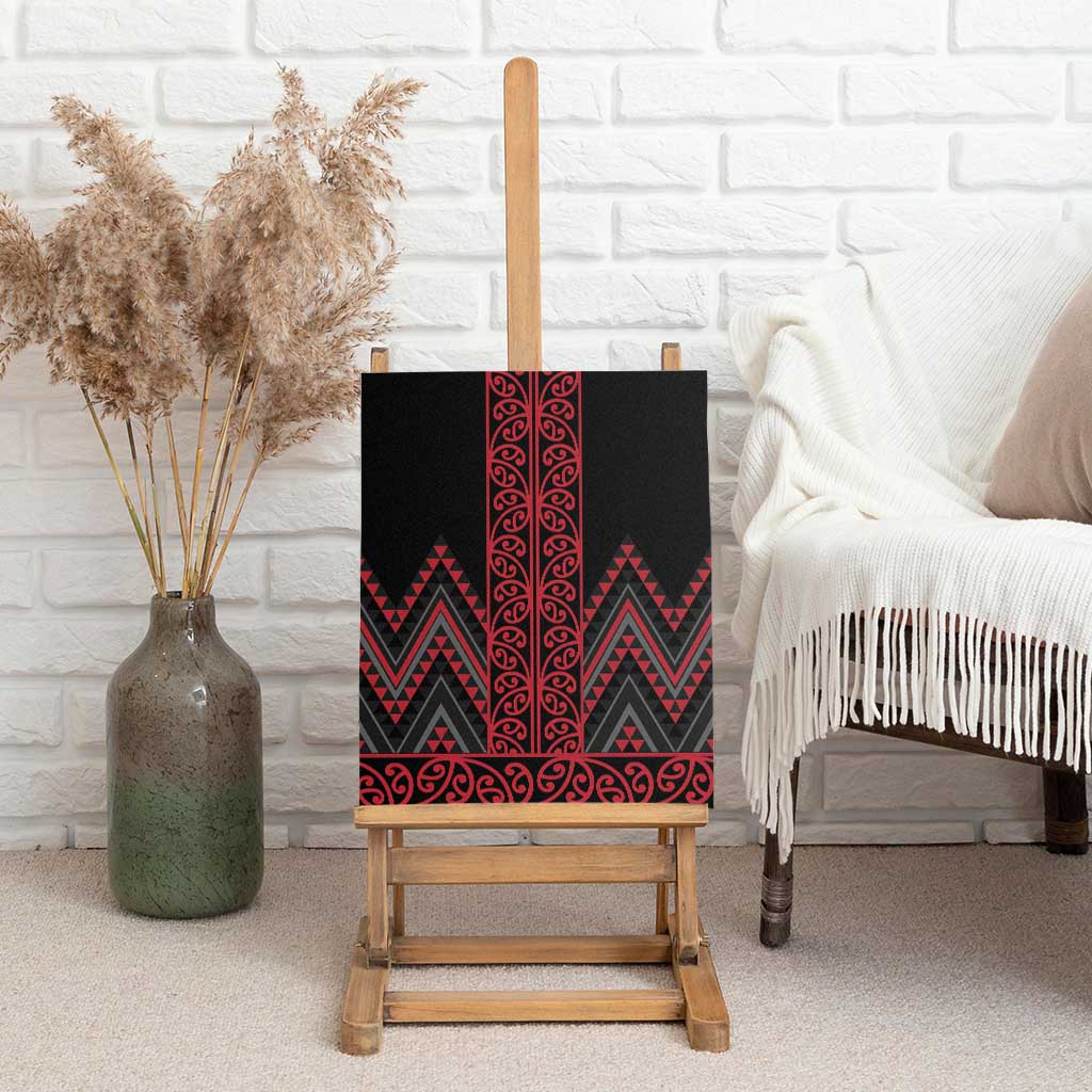 Red Aotearoa Mangopare Kowhaiwhai and Niho Taniwha Canvas Wall Art Maori New Zealand