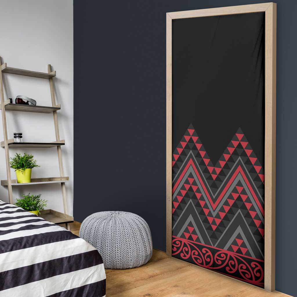 Red Aotearoa Mangopare Kowhaiwhai Niho Taniwha Door Cover Maori New Zealand - Polynesian Pride