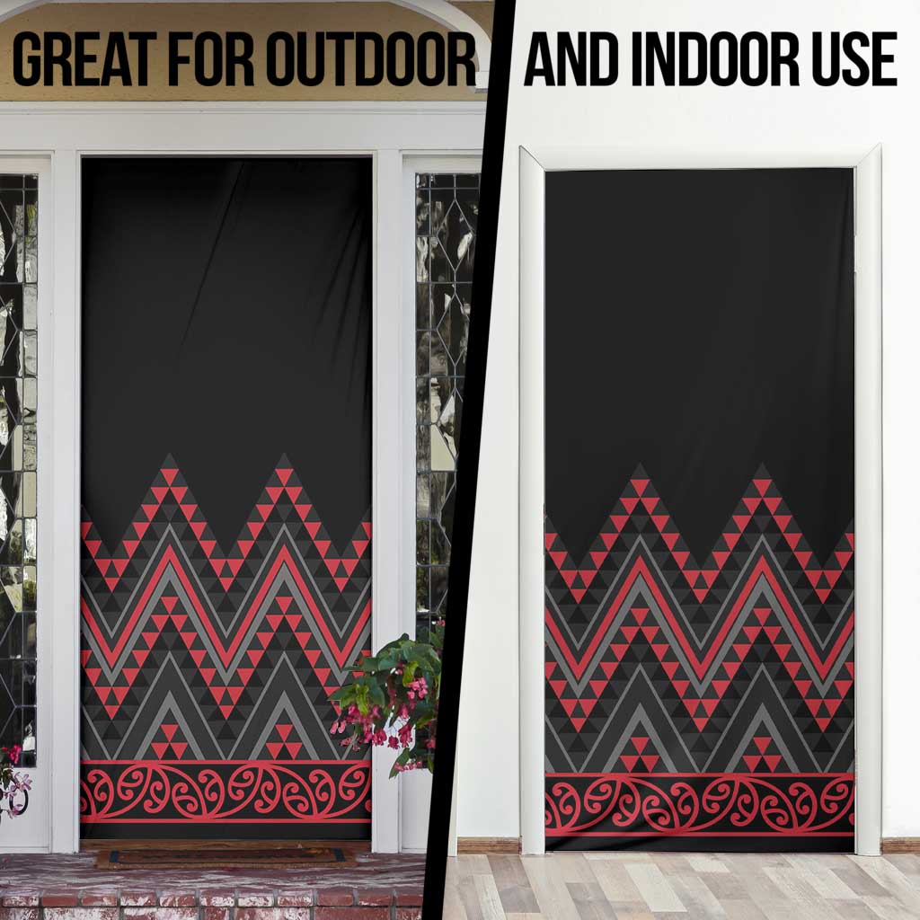 Red Aotearoa Mangopare Kowhaiwhai Niho Taniwha Door Cover Maori New Zealand - Polynesian Pride
