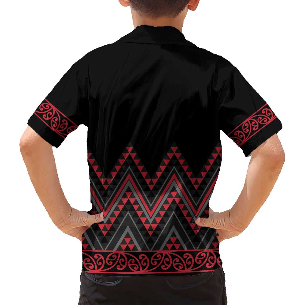 Red Aotearoa Mangopare Kowhaiwhai and Niho Taniwha Family Matching Puletasi and Hawaiian Shirt Maori New Zealand LT14 - Polynesian Pride