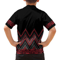 Red Aotearoa Mangopare Kowhaiwhai and Niho Taniwha Family Matching Puletasi and Hawaiian Shirt Maori New Zealand LT14 - Polynesian Pride