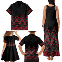 Red Aotearoa Mangopare Kowhaiwhai and Niho Taniwha Family Matching Tank Maxi Dress and Hawaiian Shirt Maori New Zealand LT14 - Polynesian Pride