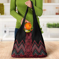 Red Aotearoa Mangopare Kowhaiwhai and Niho Taniwha Grocery Bag Maori New Zealand