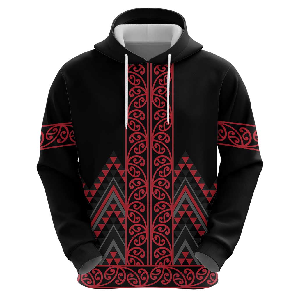 Red Aotearoa Mangopare Kowhaiwhai and Niho Taniwha Hoodie Maori New Zealand LT14 - Polynesian Pride
