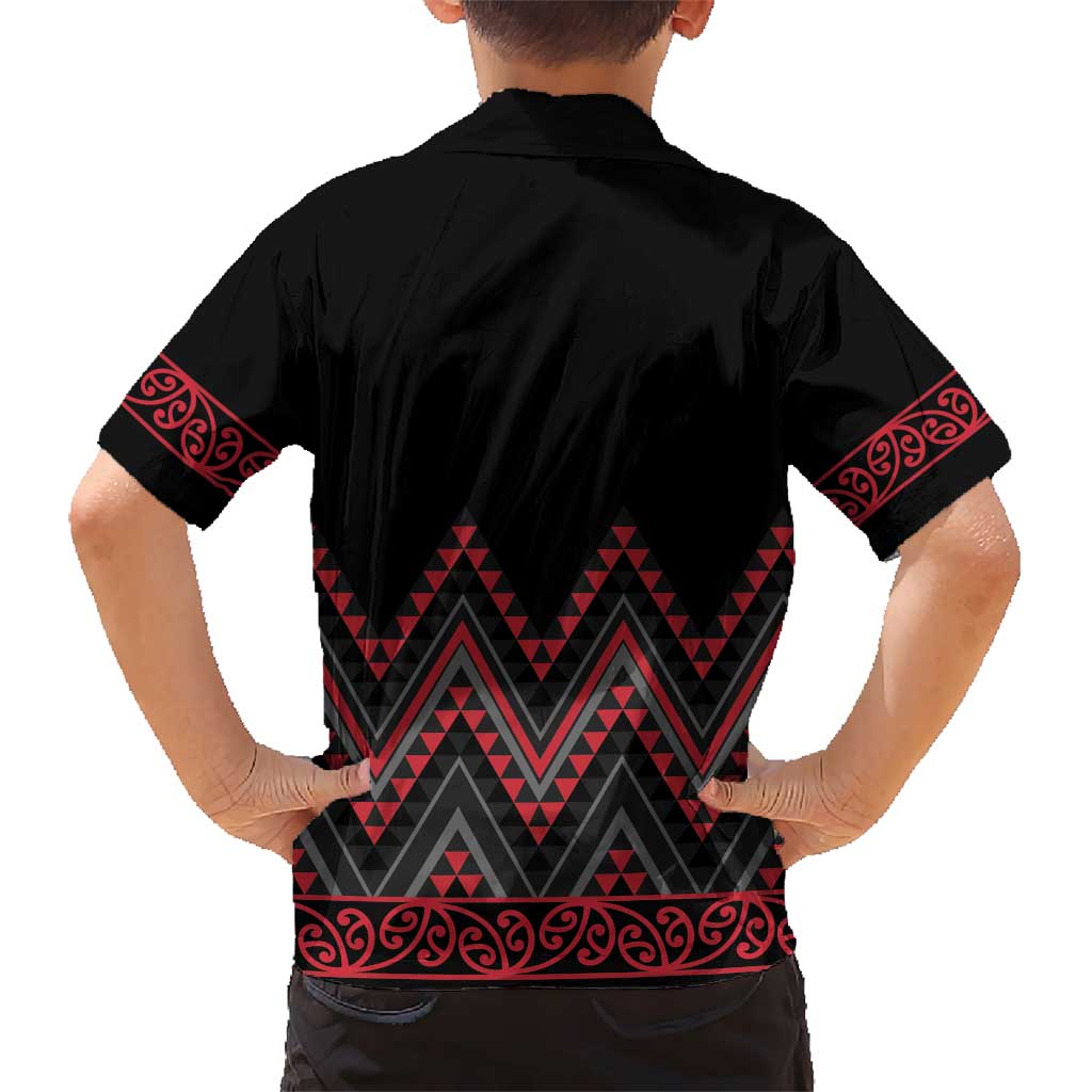 Red Aotearoa Mangopare Kowhaiwhai and Niho Taniwha Kid Hawaiian Shirt Maori New Zealand LT14 - Polynesian Pride