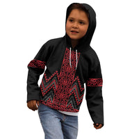 Red Aotearoa Mangopare Kowhaiwhai and Niho Taniwha Kid Hoodie Maori New Zealand LT14 - Polynesian Pride