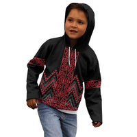 Red Aotearoa Mangopare Kowhaiwhai and Niho Taniwha Kid Hoodie Maori New Zealand LT14 - Polynesian Pride