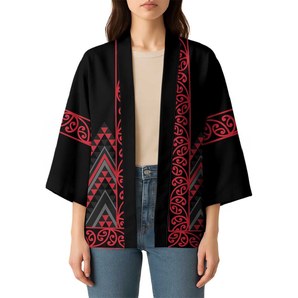 Red Aotearoa Mangopare Kowhaiwhai Niho Taniwha Kimono Maori New Zealand - Polynesian Pride