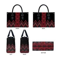 Red Aotearoa Mangopare Kowhaiwhai Niho Taniwha Leather Bag Maori New Zealand - Polynesian Pride