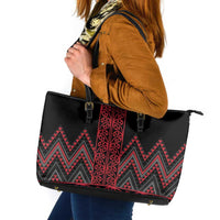 Red Aotearoa Mangopare Kowhaiwhai and Niho Taniwha Leather Tote Bag Maori New Zealand