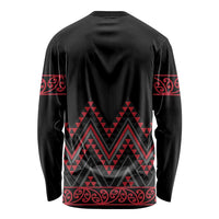 Red Aotearoa Mangopare Kowhaiwhai and Niho Taniwha Long Sleeve Shirt Maori New Zealand LT14 - Polynesian Pride