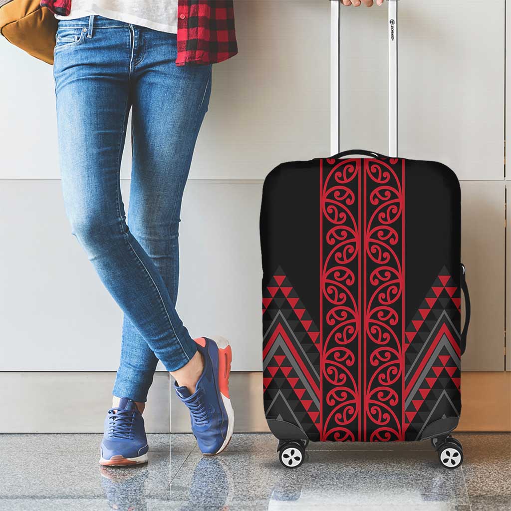 Red Aotearoa Mangopare Kowhaiwhai and Niho Taniwha Luggage Cover Maori New Zealand LT14 - Polynesian Pride