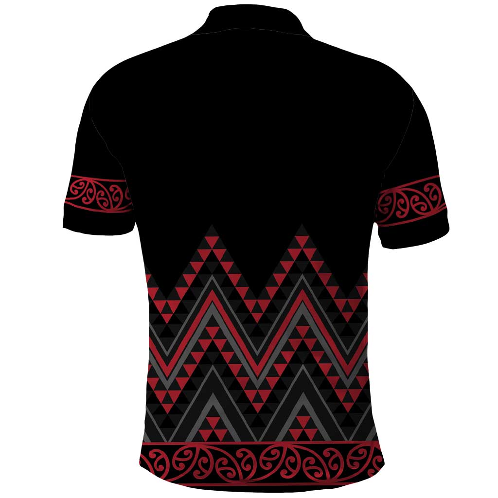 Red Aotearoa Mangopare Kowhaiwhai and Niho Taniwha Polo Shirt Maori New Zealand LT14 - Polynesian Pride