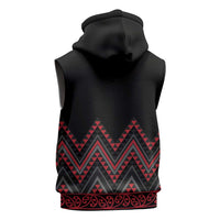 Red Aotearoa Mangopare Kowhaiwhai Niho Taniwha Sleeveless Hoodie Maori New Zealand - Polynesian Pride