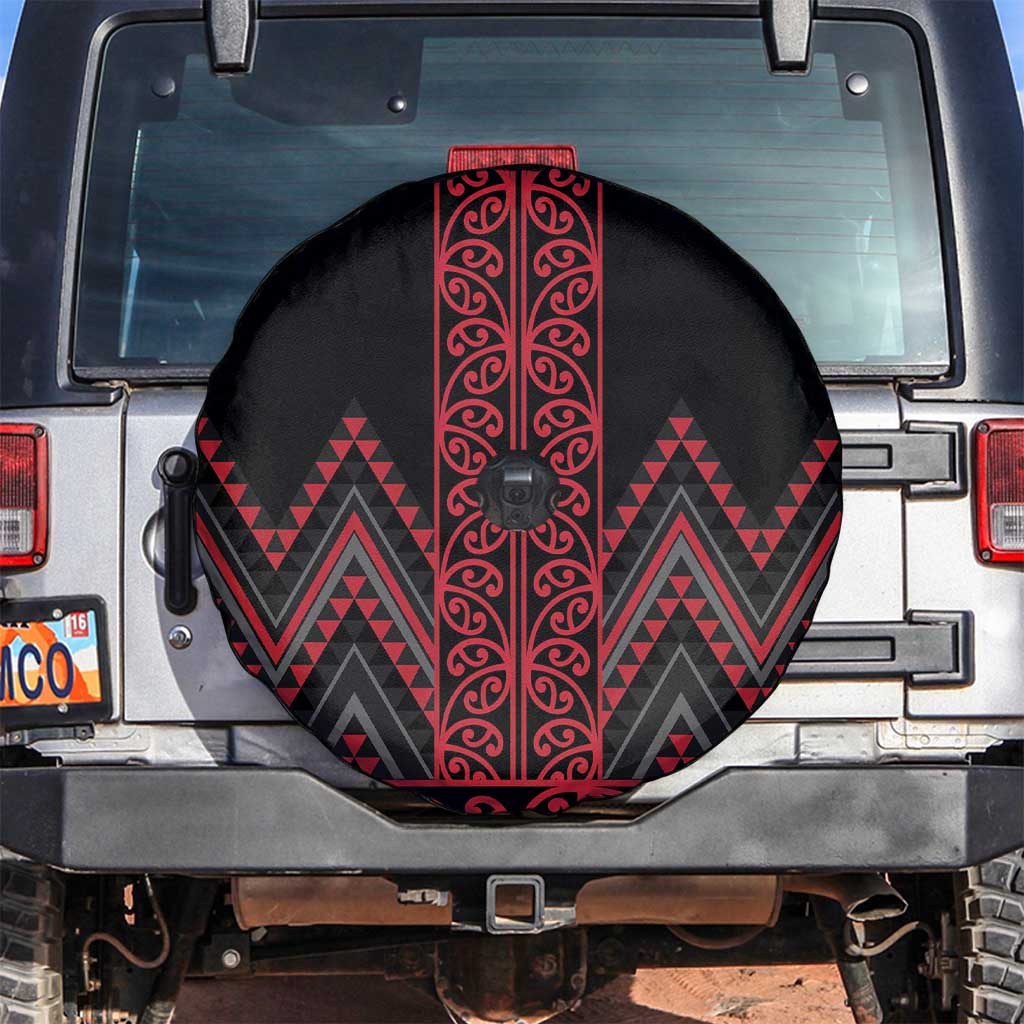 Red Aotearoa Mangopare Kowhaiwhai and Niho Taniwha Spare Tire Cover Maori New Zealand LT14 Red - Polynesian Pride
