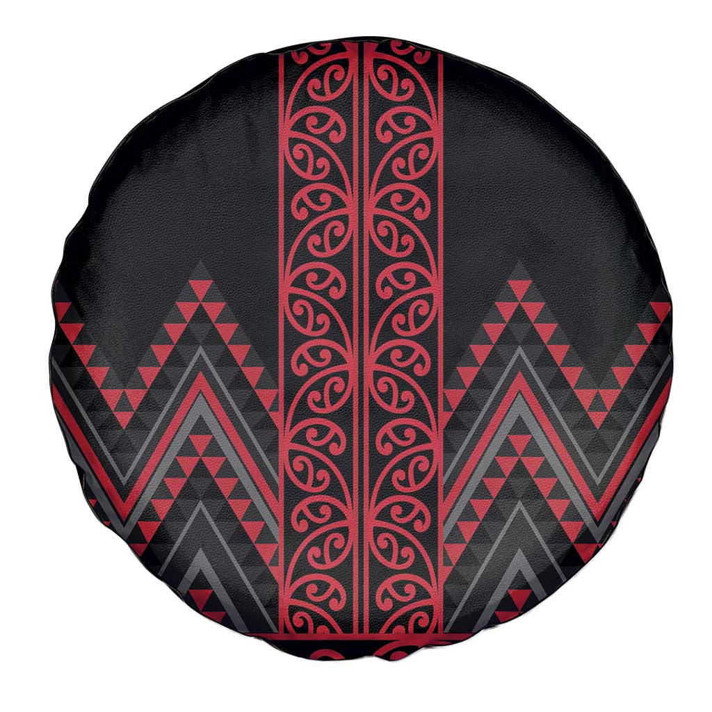 Red Aotearoa Mangopare Kowhaiwhai and Niho Taniwha Spare Tire Cover Maori New Zealand LT14 - Polynesian Pride