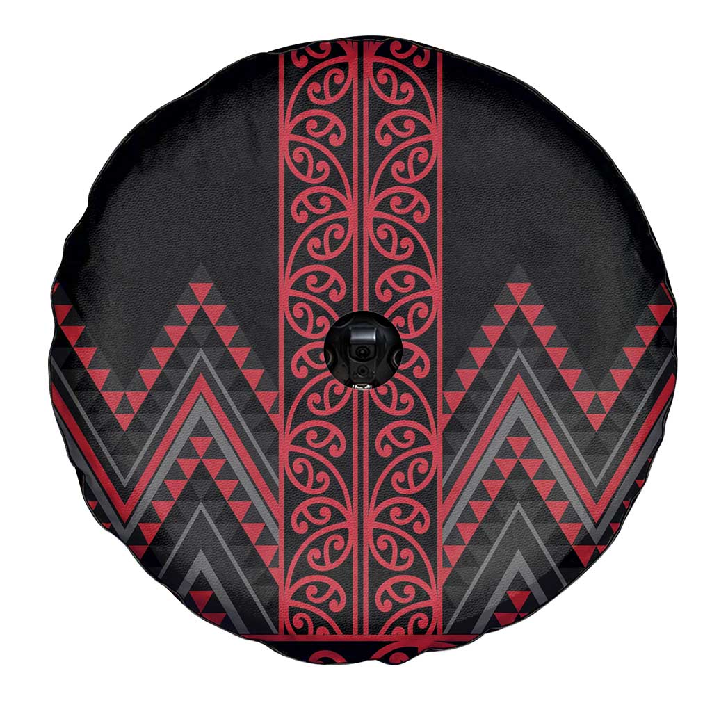 Red Aotearoa Mangopare Kowhaiwhai and Niho Taniwha Spare Tire Cover Maori New Zealand LT14 - Polynesian Pride