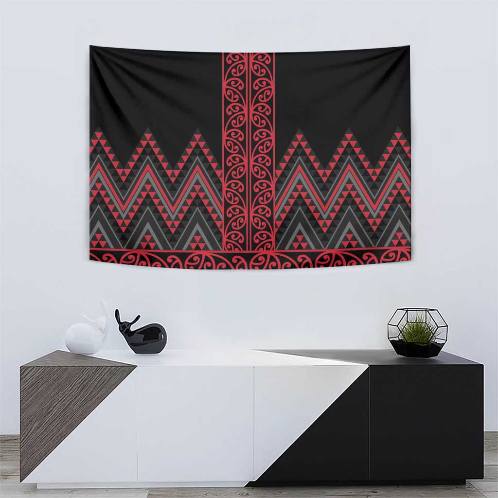 Red Aotearoa Mangopare Kowhaiwhai and Niho Taniwha Tapestry Maori New Zealand