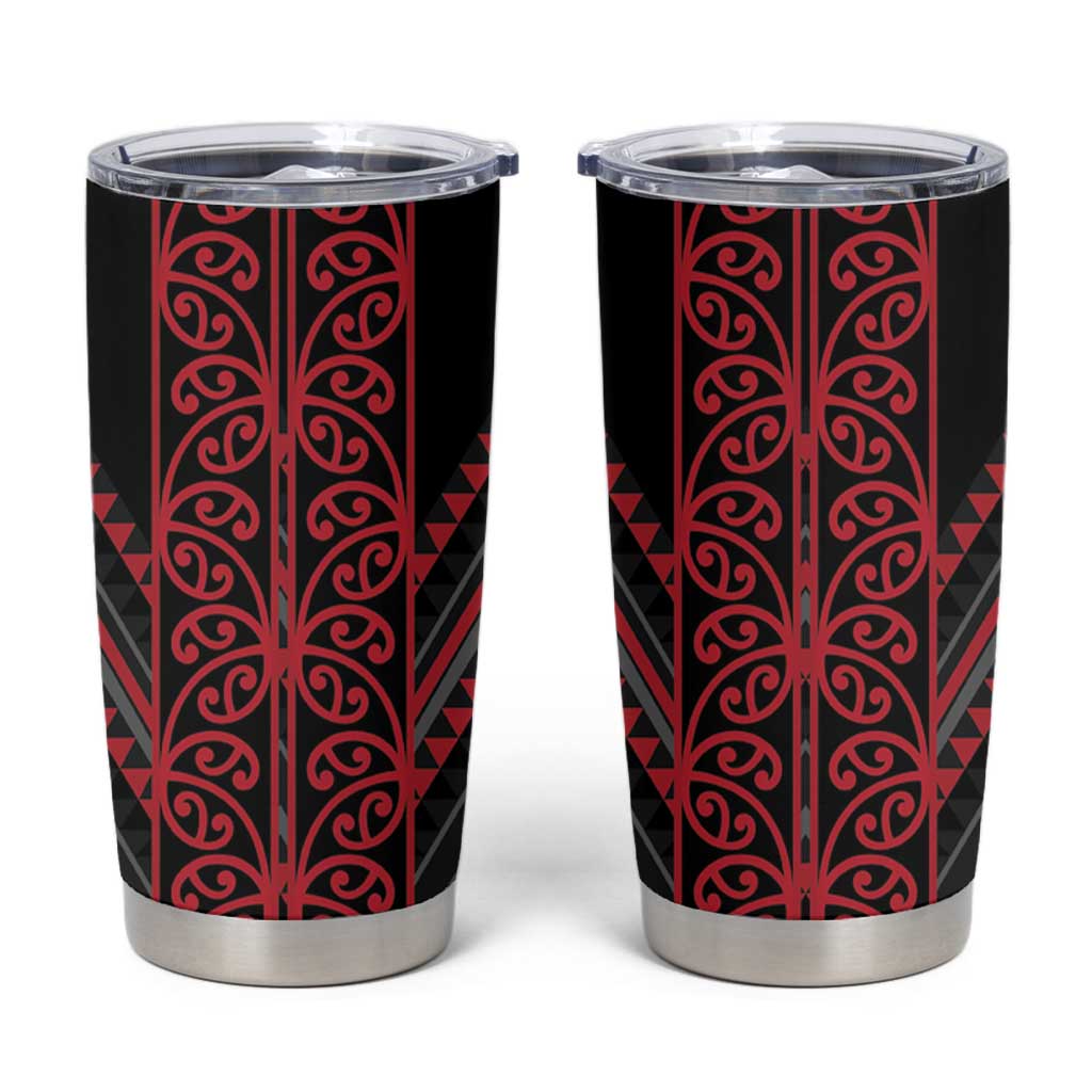 Red Aotearoa Mangopare Kowhaiwhai and Niho Taniwha Tumbler Cup Maori New Zealand LT14 Red - Polynesian Pride