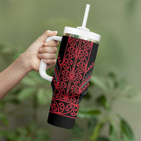 Red Aotearoa Mangopare Kowhaiwhai and Niho Taniwha Tumbler With Handle Maori New Zealand