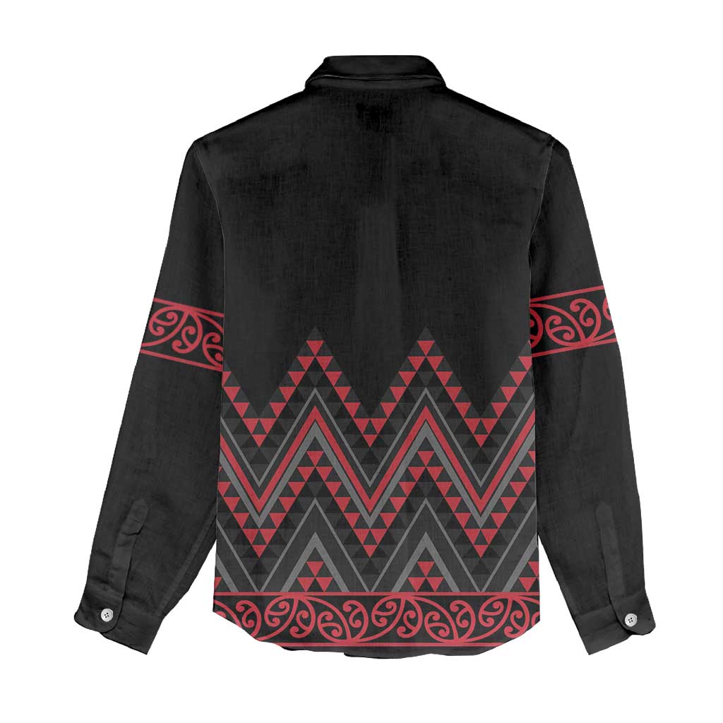 Red Aotearoa Mangopare Kowhaiwhai and Niho Taniwha Women Casual Shirt Maori New Zealand LT14 - Polynesian Pride