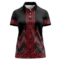 Red Aotearoa Mangopare Kowhaiwhai and Niho Taniwha Women Polo Shirt Maori New Zealand