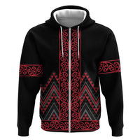 Red Aotearoa Mangopare Kowhaiwhai and Niho Taniwha Zip Hoodie Maori New Zealand LT14 Zip Hoodie Red - Polynesian Pride