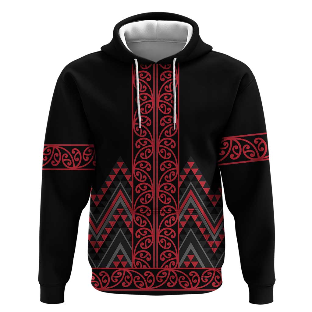 Red Aotearoa Mangopare Kowhaiwhai and Niho Taniwha Zip Hoodie Maori New Zealand LT14 Pullover Hoodie Red - Polynesian Pride